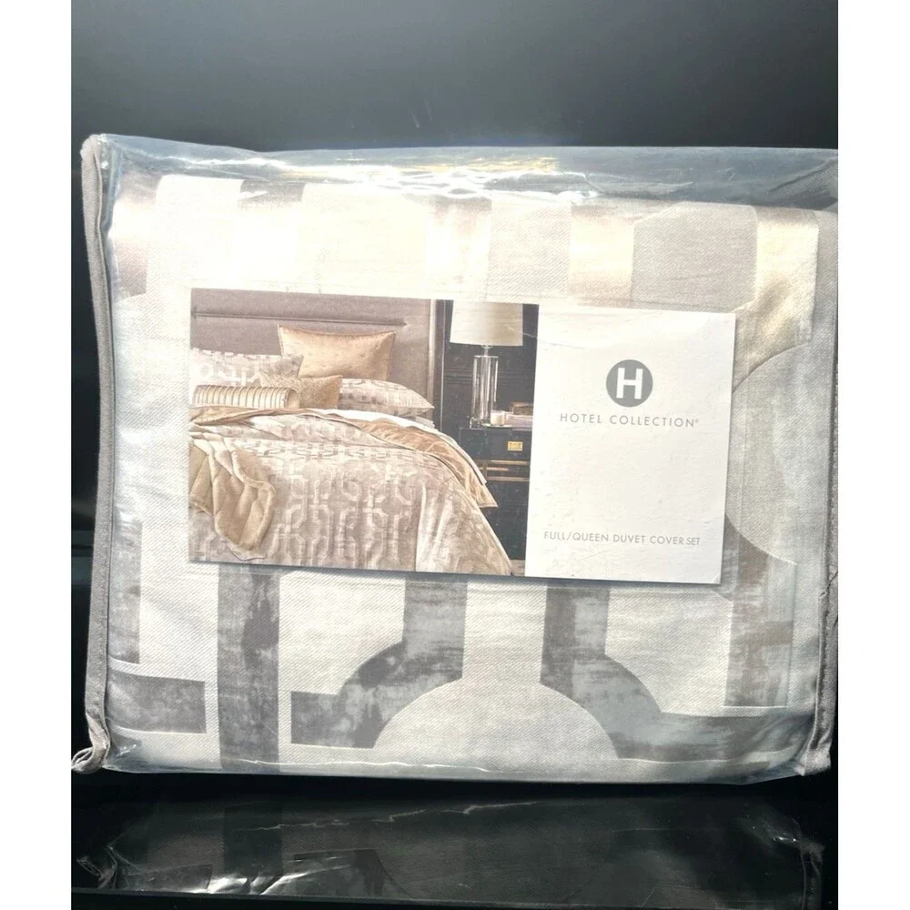 Hotel Collection Luxury Fresco 3Pc Queen Duvet Cover Set Gold Jacquard
